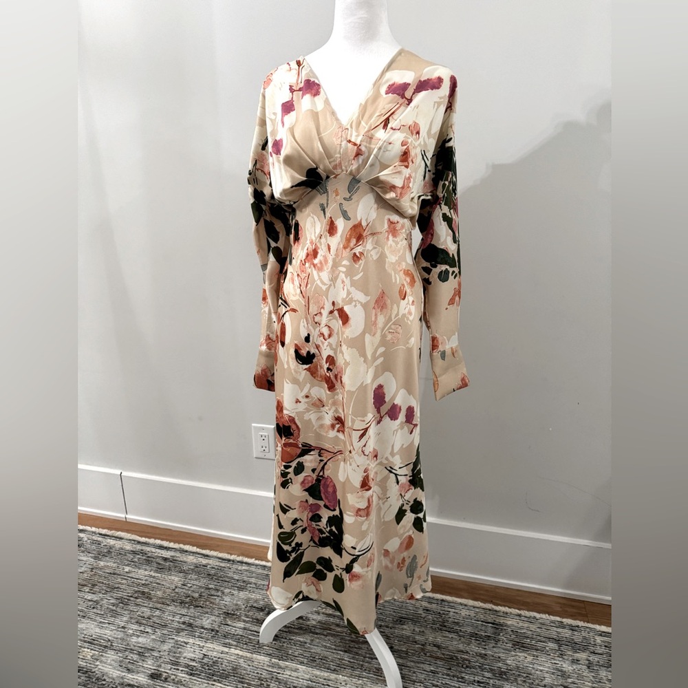 Beautiful floral midi silk dress!